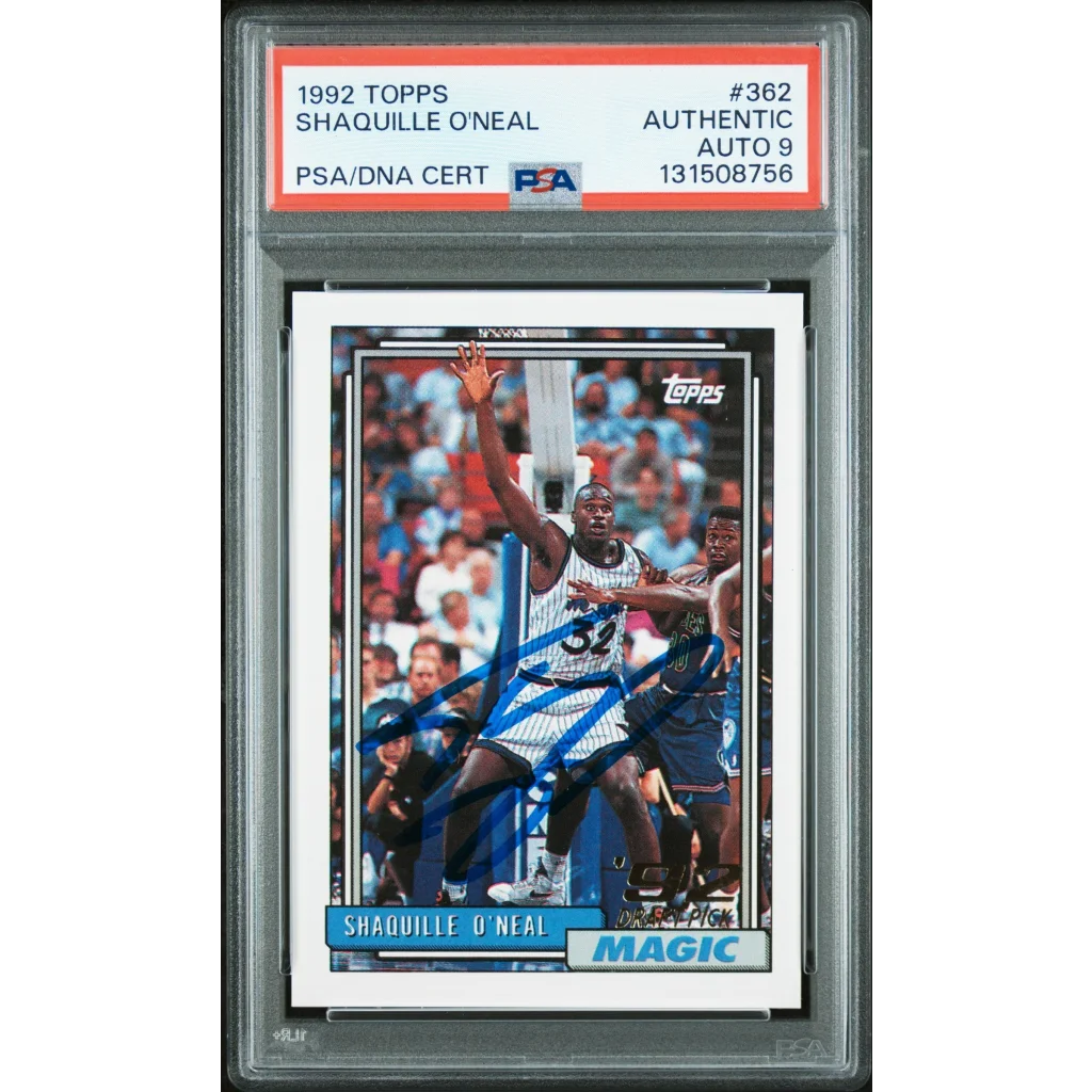 Graded 1992-93 Topps Shaquille O'Neal #362 Rookie RC Basketball Card PSA 9 Mint | Hall of Fame Sports Memorabilia | vintageantiquesgifts.com