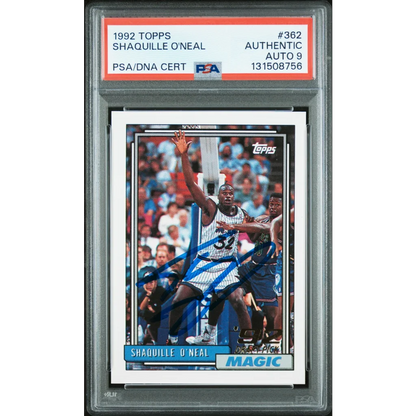 Graded 1992-93 Topps Shaquille O'Neal #362 Rookie RC Basketball Card PSA 9 Mint | Hall of Fame Sports Memorabilia | vintageantiquesgifts.com
