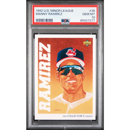 Graded 1992 Upper Deck Minor League Manny Ramirez #35 Rookie RC Baseball Card PSA 10 Gem Mint | Hall of Fame Sports Memorabilia | vintageantiquesgifts.com