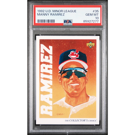 Graded PSA 10 GEM MT 1992 Upper Deck Manny Ramirez Rookie Card in holder
