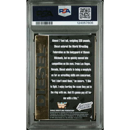 Graded 1994 Action Packed WWF Kevin Nash Diesel #4 Rookie RC Signed Wrestling Card PSA 6 | PSA 6 EX-MT Graded Rookie Card | vintageantiquesgifts.com