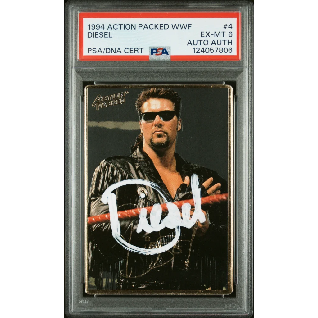 Graded 1994 Action Packed WWF Kevin Nash Diesel #4 Rookie RC Signed Wrestling Card PSA 6 | Hall of Fame Sports Memorabilia | vintageantiquesgifts.com