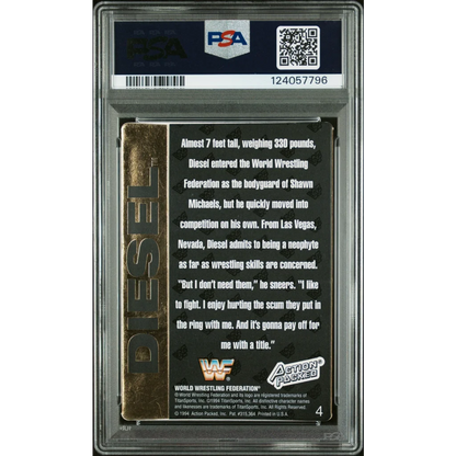 Graded 1994 Action Packed WWF Kevin Nash Diesel #4 Rookie RC Signed Wrestling Card PSA 7 NM | PSA 7 NM Graded Rookie Card | vintageantiquesgifts.com