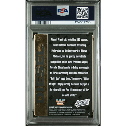 Graded 1994 Action Packed WWF Kevin Nash Diesel #4 Rookie RC Signed Wrestling Card PSA 8 NM-MT | PSA 8 NM-MT Graded Collectible Card | vintageantiquesgifts.com