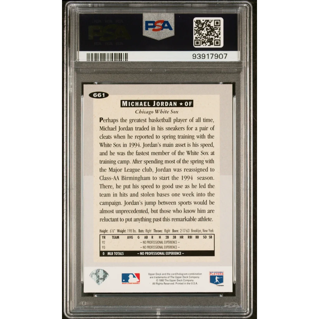 Graded 1994 Collector's Choice Michael Jordan #661 Rookie RC Baseball Card PSA 9 Mint | PSA 9 Mint Graded Rookie Card | vintageantiquesgifts.com