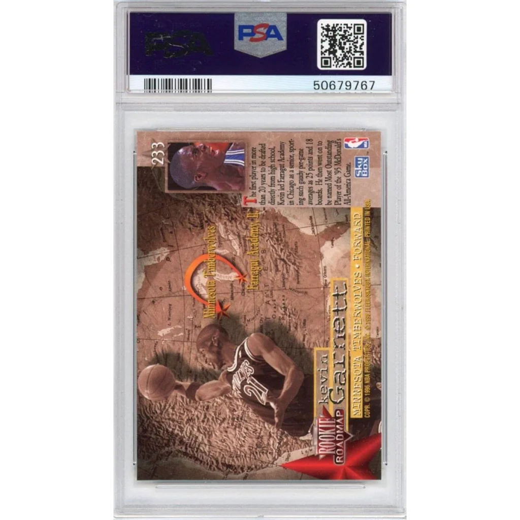 Kevin Garnett PSA graded 1995 Skybox Rookie Card basketball trading card