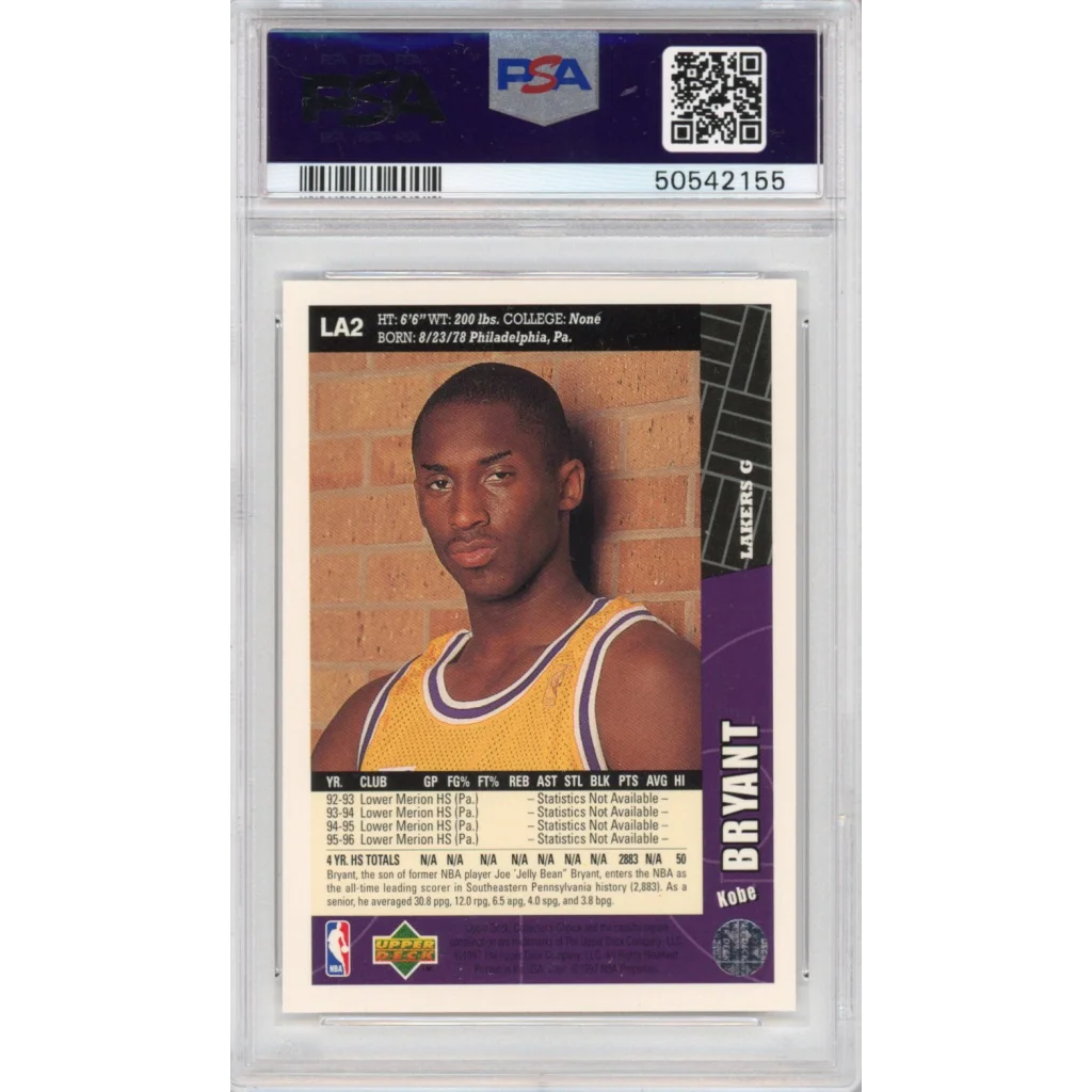 Graded 1996-97 Upper Deck Kobe Bryant Rookie Card in PSA Collectors Dream product