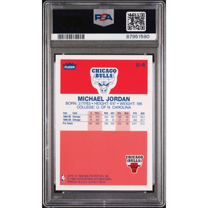 Graded 1996 Fleer Ultra Michael Jordan #U4 PSA 9 reprint card