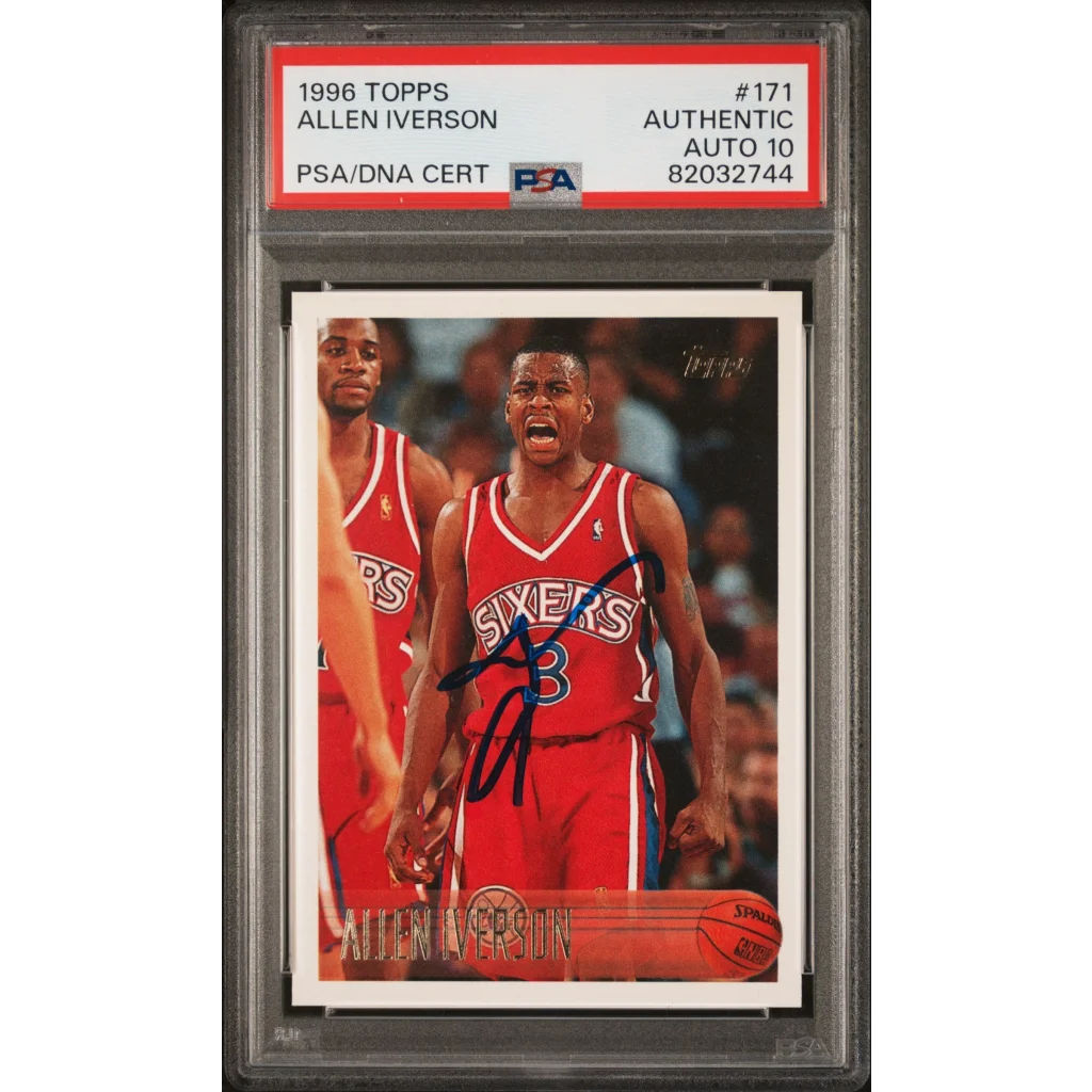 Graded 1996 Topps Allen Iverson #171 Rookie PSA 10 Auto Gem Mint
