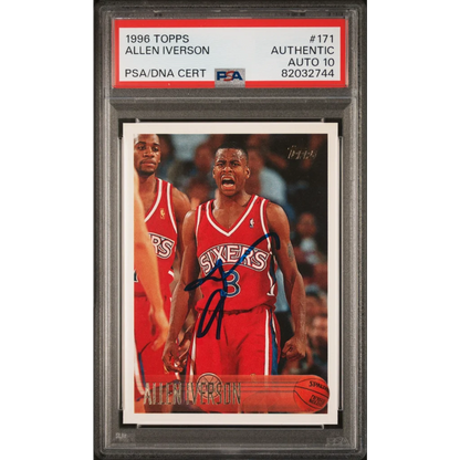 Graded 1996 Topps Allen Iverson #171 Rookie PSA 10 Auto Gem Mint