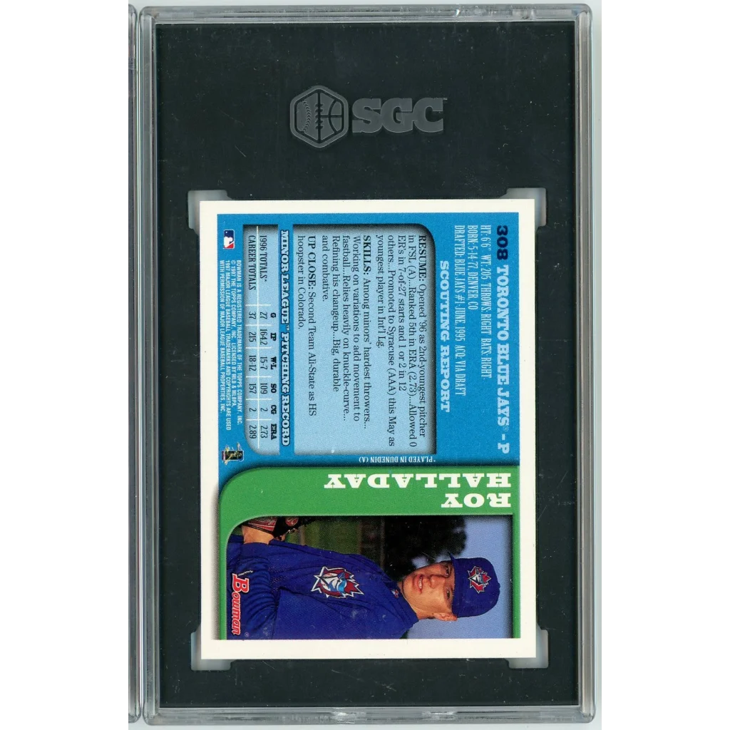 PSA graded Roy Halladay rookie card from professional sports authenticator collection