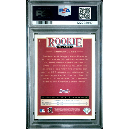Graded 1997 Upper Deck Collectors Choice Andruw Jones #1 Rookie RC Baseball Card PSA 9 Mint | PSA 9 Mint Graded Rookie Card | vintageantiquesgifts.com