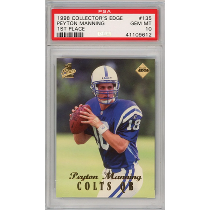 Graded GEM MT 10 1998 Collector’s Edge Peyton Manning Rookie Card #135