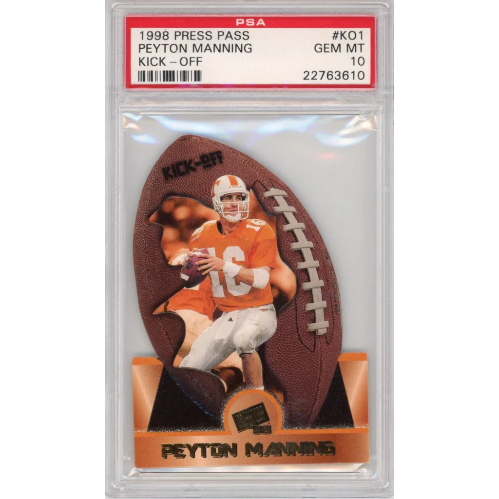 PSA graded press pass peyton Manning Kick-Off football card for collectors