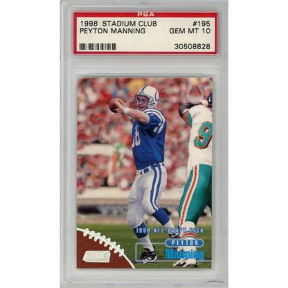 Graded 1998 Stadium Club Peyton Manning #195 Rookie RC PSA 10 Gem Mint