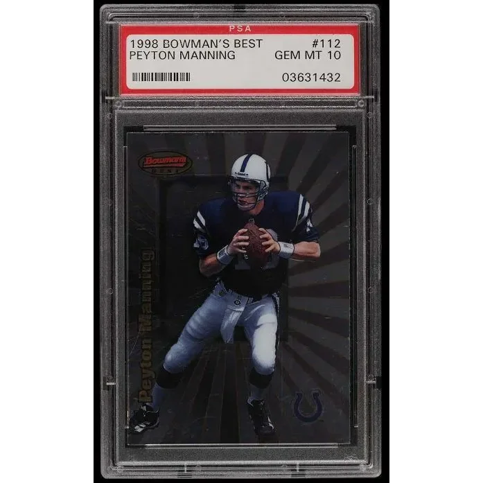 Graded 1998 Topps Bowmans Best Peyton Manning #112 Rookie RC Football Card PSA 10 Gem Mint | Hall of Fame Sports Memorabilia | vintageantiquesgifts.com