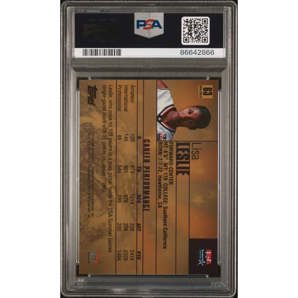 PSA graded Lisa Leslie 2000 Topps Team USA Gold basketball card for collectors