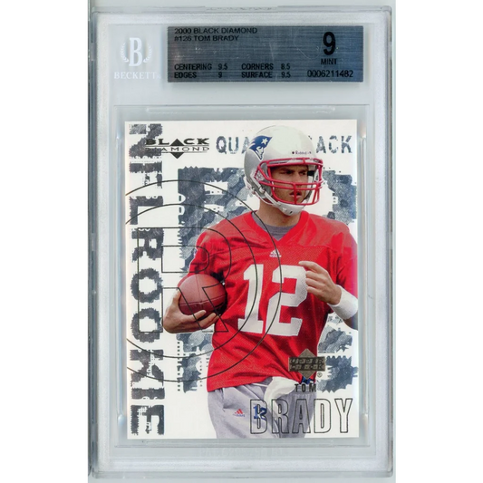 Graded Tom Brady Black Diamond Rookie Card by Beckett Grading Services, #125, black diamond