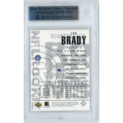 Graded Tom Brady Black Diamond Rookie Card by Beckett Grading Services showcasing top grading services