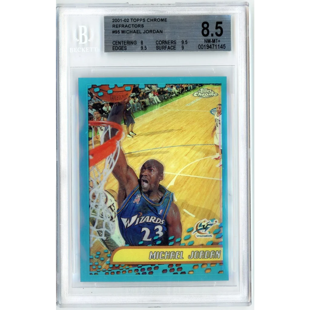 Graded 2001 Topps Chrome Michael Jordan 95 Refractor Basketball Card BGS 8.5 NM-MT+ | Hall of Fame Sports Memorabilia | vintageantiquesgifts.com