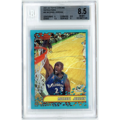 Graded 2001 Topps Chrome Michael Jordan 95 Refractor Basketball Card BGS 8.5 NM-MT+ | Hall of Fame Sports Memorabilia | vintageantiquesgifts.com