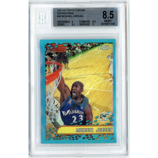 Graded 2001 Topps Chrome Michael Jordan 95 Refractor Basketball Card BGS 8.5 NM-MT+ | Hall of Fame Sports Memorabilia | vintageantiquesgifts.com
