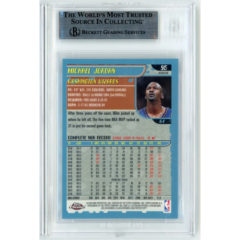Graded 2001 Topps Chrome Michael Jordan 95 Refractor Basketball Card BGS 8.5 NM-MT+ | BGS 8.5 NM-MT+ Graded Basketball Card | vintageantiquesgifts.com