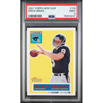 Slabbed 2001 Topps Heritage Drew Brees Rookie Card graded PSA 9 Mint