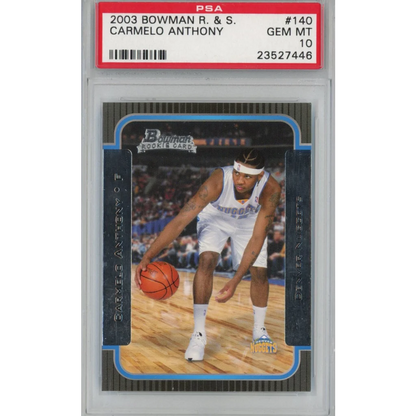 Graded PSA 10 Gem Mint 2003-04 Bowman Carmelo Anthony Rookie Card #140