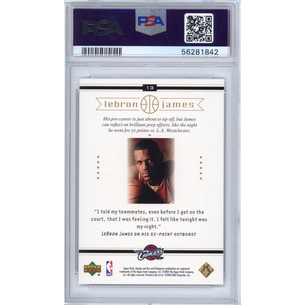 Graded 2003-04 Upper Deck LeBron James #13 Box Set Rookie RC Basketball Card PSA 10 Gem Mint | PSA 10 Gem Mint Graded Rookie Card | vintageantiquesgifts.com