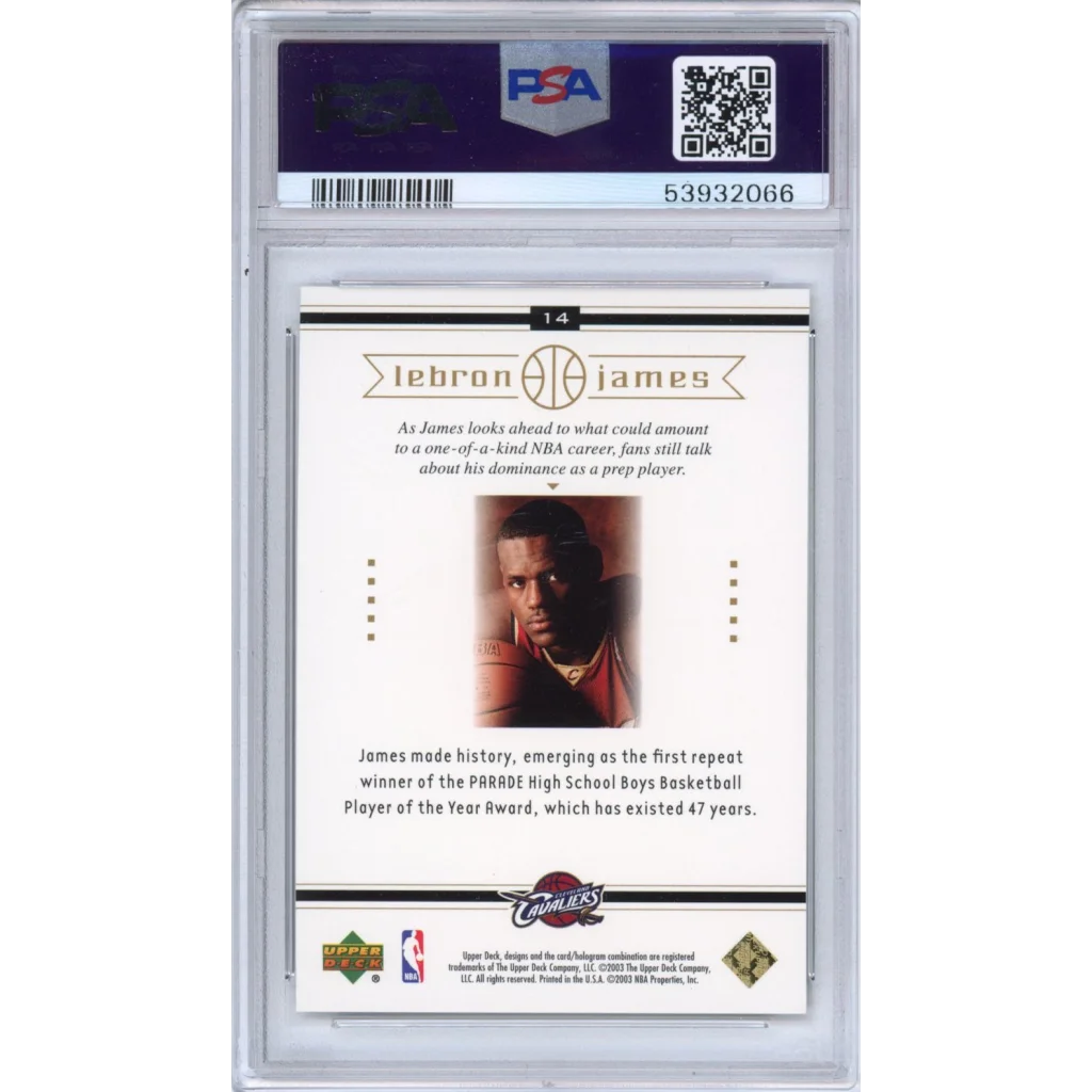 LeBron James 2003 Rookie Card PSA 10 Gem Mint basketball trading card