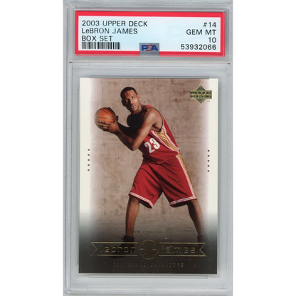 Graded 2003-04 Upper Deck LeBron James #14 Box Set Rookie RC Basketball Card PSA 10 Gem Mint | Hall of Fame Sports Memorabilia | vintageantiquesgifts.com
