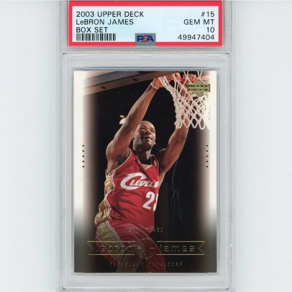 LeBron James 2003 Upper Deck Rookie Card PSA GEM MT 10 displayed in product image