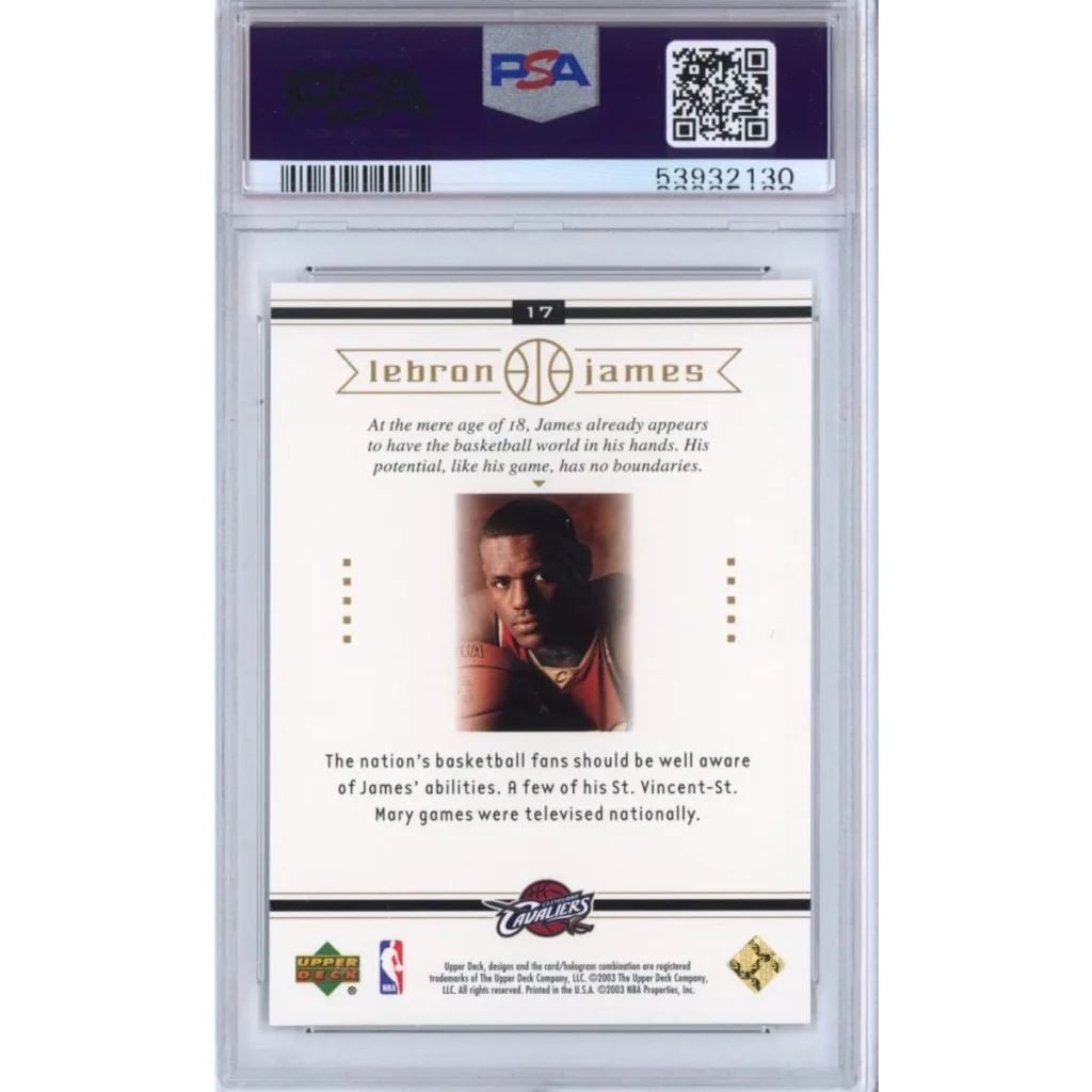 Graded 2003-04 Upper Deck LeBron James #17 Box Set Rookie RC Basketball Card PSA 10 Gem Mint | PSA 10 Gem Mint Graded Rookie Card | vintageantiquesgifts.com