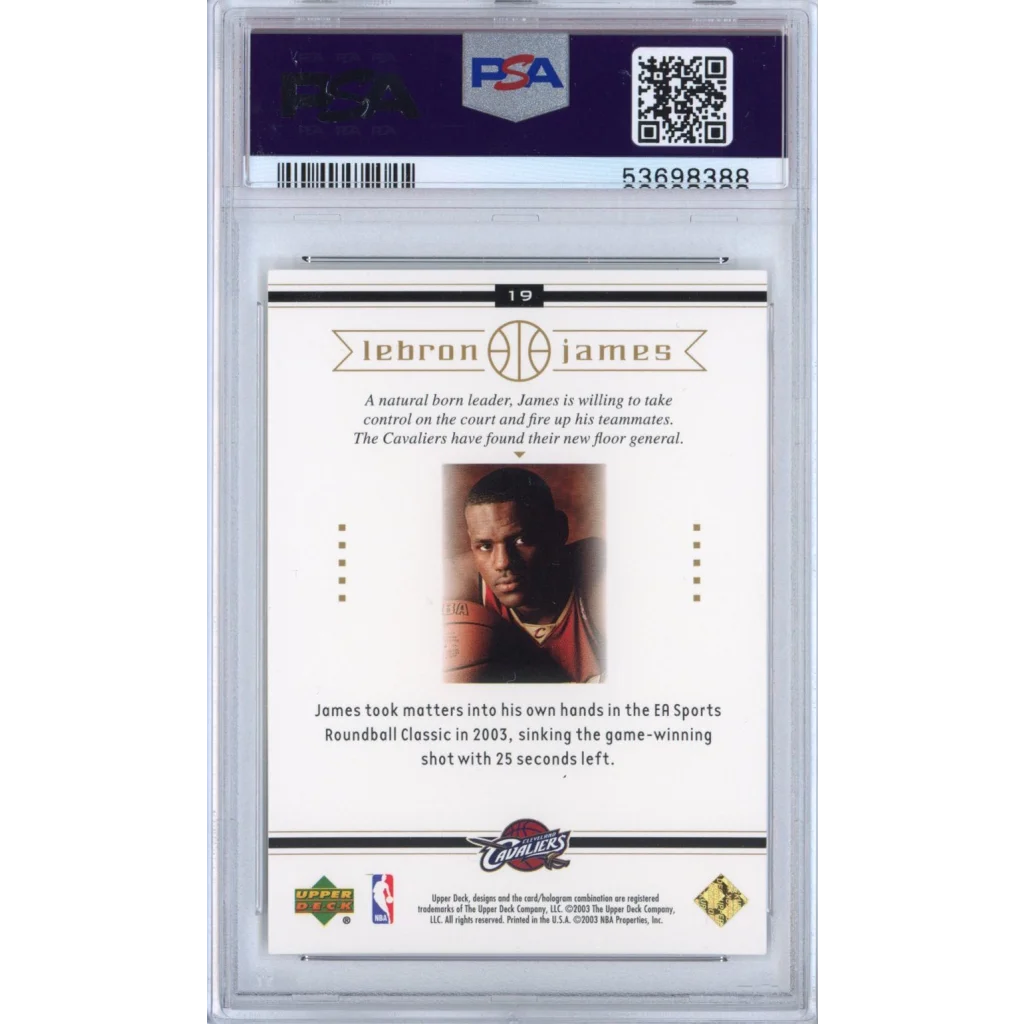 Graded 2003-04 Upper Deck LeBron James #19 Box Set Rookie RC Basketball Card PSA 10 Gem Mint | PSA 10 Gem Mint Graded Rookie Card | vintageantiquesgifts.com