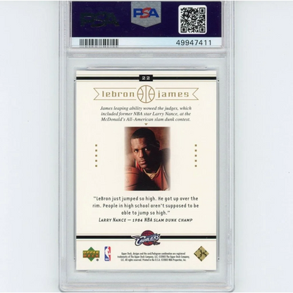 Graded PSA 10 2003-04 Upper Deck LeBron James #22 Rookie Card Slab 49947411