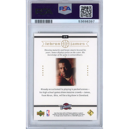 LeBron James Upper Deck rookie card in PSA slab from LeBron James PSA 10 GEM MINT set
