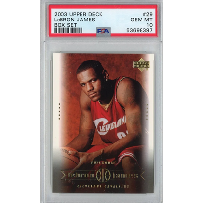 Graded 2003-04 Upper Deck LeBron James #29 Box Set Rookie RC Basketball Card PSA 10 Gem Mint | Hall of Fame Sports Memorabilia | vintageantiquesgifts.com