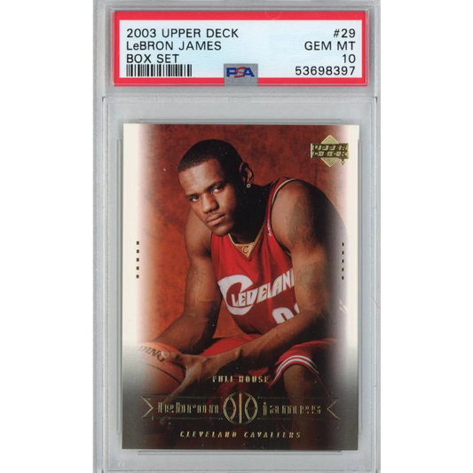 Graded 2003-04 Upper Deck LeBron James #29 Box Set Rookie RC Basketball Card PSA 10 Gem Mint | Hall of Fame Sports Memorabilia | vintageantiquesgifts.com