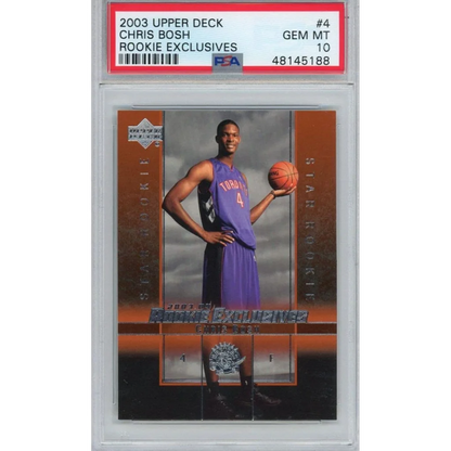 Graded 2003-04 Upper Deck UD Chris Bosh #4 Rookie RC Exclusives Basketball Card PSA 10 Gem Mint | Hall of Fame Sports Memorabilia | vintageantiquesgifts.com