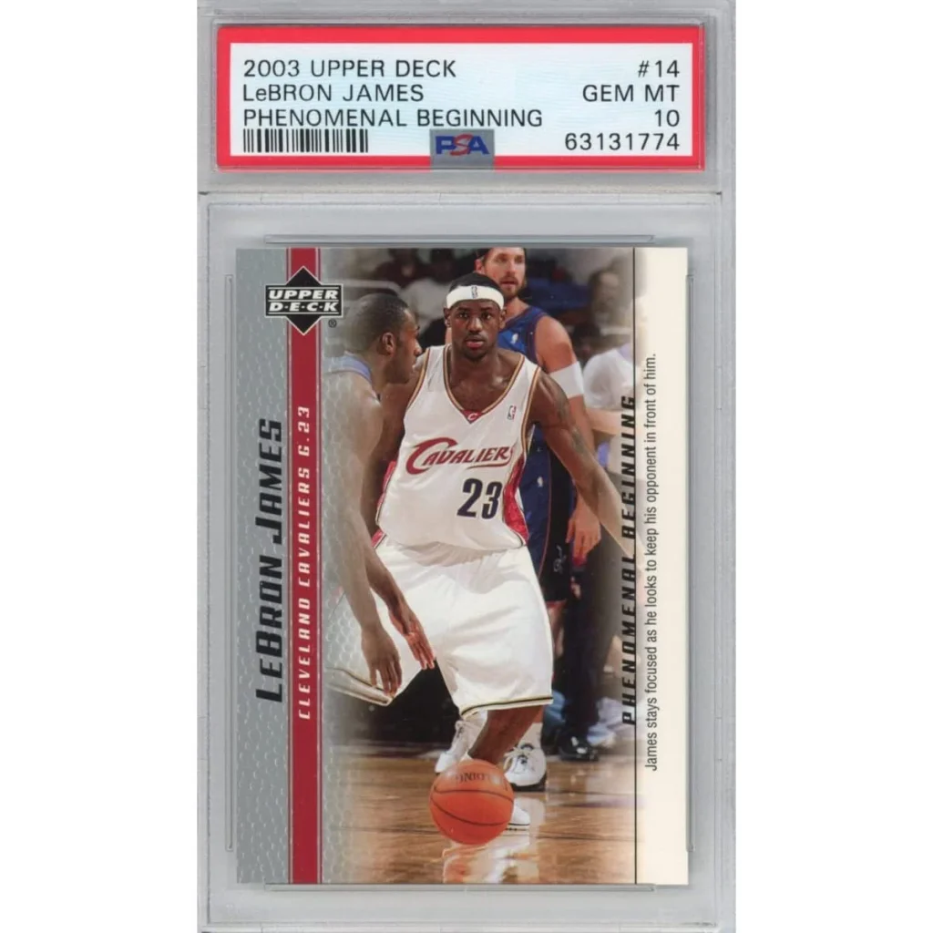 Close-up of PSA 10 LeBron James 2003 Phenomenal Beginning Rookie Card