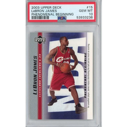 Graded PSA 10 Gem Mint 2003-04 Upper Deck LeBron James #15 Rookie Card