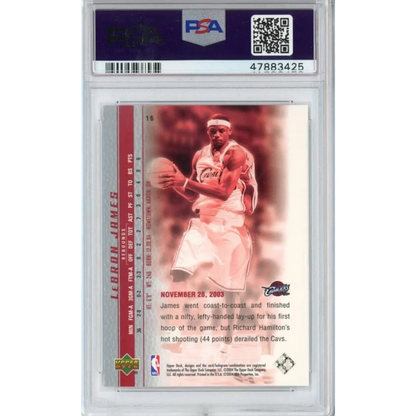 Graded 2003-04 Upper Deck UD LeBron James #16 Phenomenal Beginning Rookie RC Basketball Card PSA 10 Gem Mint | PSA 10 Gem Mint Graded Rookie Card | vintageantiquesgifts.com