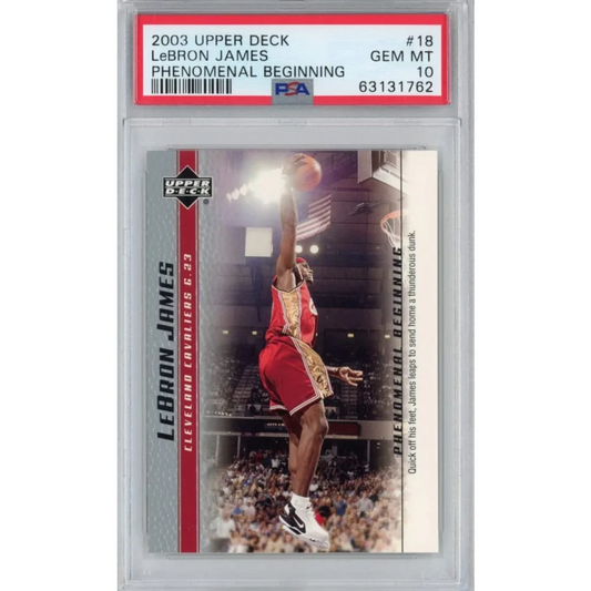 Graded 2003-04 Upper Deck UD LeBron James #18 Phenomenal Beginning Rookie RC Basketball Card PSA 10 Gem Mint | Hall of Fame Sports Memorabilia | vintageantiquesgifts.com