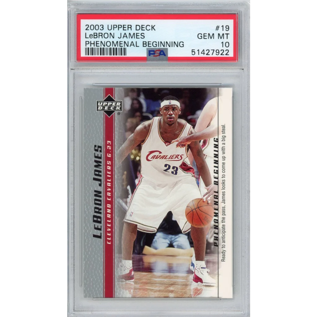 Graded 2003-04 Upper Deck UD LeBron James #19 Phenomenal Beginning Rookie RC Basketball Card PSA 10 Gem Mint | Hall of Fame Sports Memorabilia | vintageantiquesgifts.com