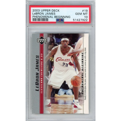 Graded 2003-04 Upper Deck UD LeBron James #19 Phenomenal Beginning Rookie RC Basketball Card PSA 10 Gem Mint | Hall of Fame Sports Memorabilia | vintageantiquesgifts.com