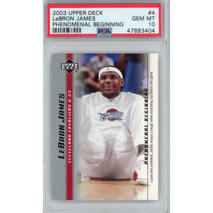 Graded 2003-04 Upper Deck UD LeBron James #4 Phenomenal Beginning Rookie RC Basketball Card PSA 10 Gem Mint | Hall of Fame Sports Memorabilia | vintageantiquesgifts.com