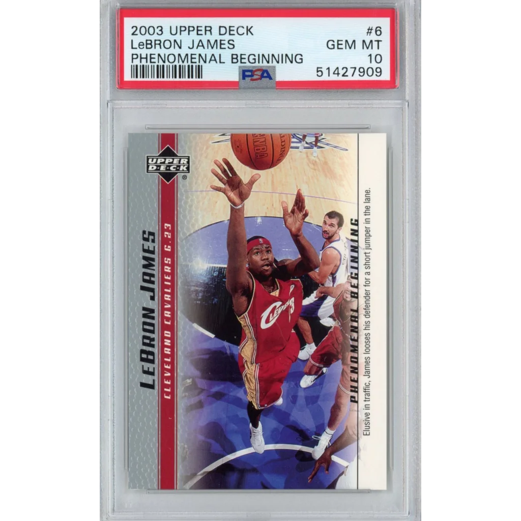 Graded 2003-04 Upper Deck UD LeBron James #6 Phenomenal Beginning Rookie RC Basketball Card PSA 10 Gem Mint | Hall of Fame Sports Memorabilia | vintageantiquesgifts.com