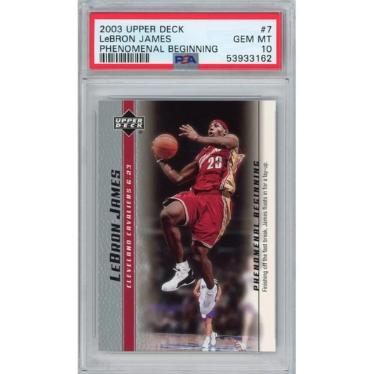 Graded 2003-04 Upper Deck UD LeBron James #7 Phenomenal Beginning Rookie RC Basketball Card PSA 10 Gem Mint | Hall of Fame Sports Memorabilia | vintageantiquesgifts.com