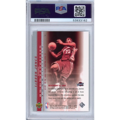 Graded 2003-04 Upper Deck UD LeBron James #7 Phenomenal Beginning Rookie RC Basketball Card PSA 10 Gem Mint | PSA 10 Gem Mint Graded Rookie Card | vintageantiquesgifts.com